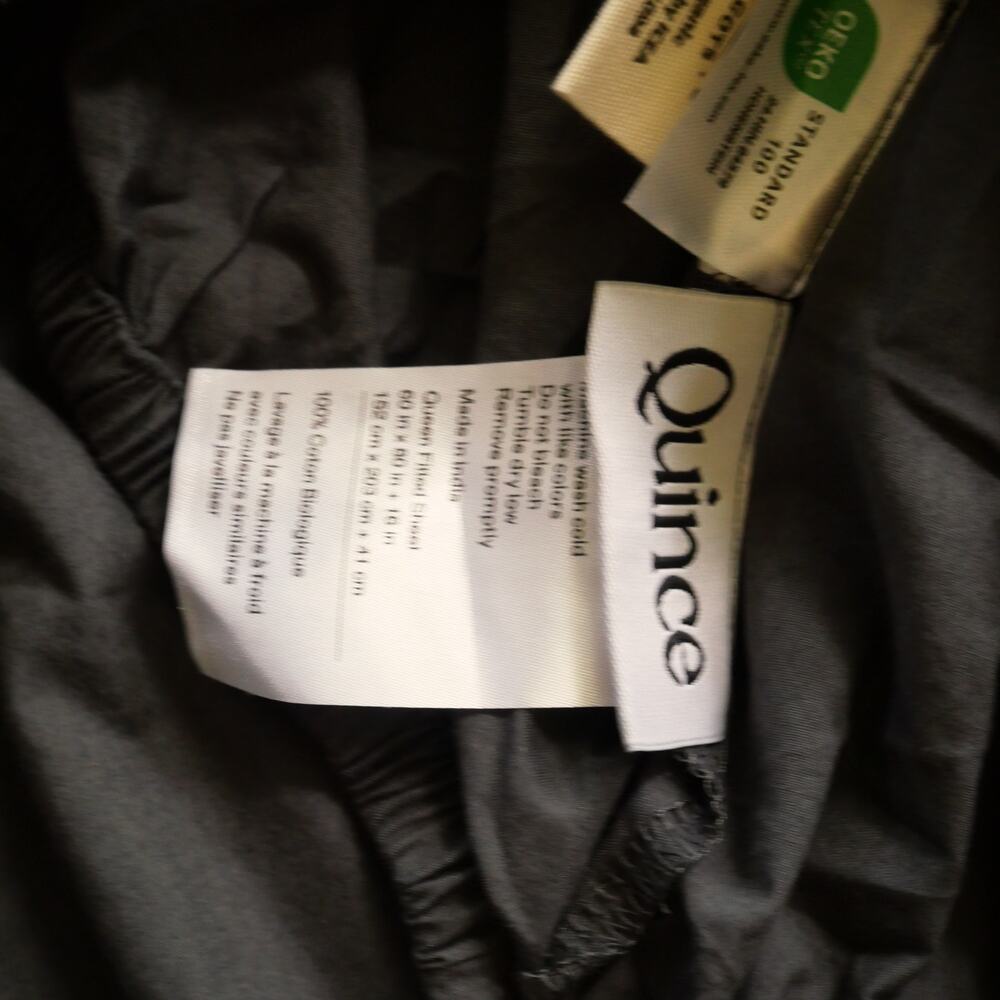 Quince QUEEN Percale Fitted & Flat Sheet Set Navy Blue - No Pillowcases NEW